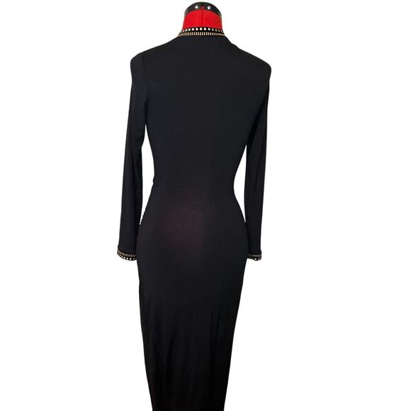 EUC Elegant Cache Black Formal Wrap Dress Sparkle Rhinestone Women's Size XS - Picture 2 of 5